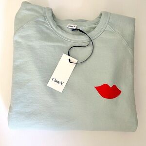 Clare V. Light blue Sweatshirt with Red Lips in size L